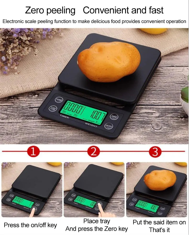 1pc Black Precision Coffee Dropping Scale 0.1g Coffee Dropping Scale With Timer Digital Kitchen Scale High Precision LCD Scale