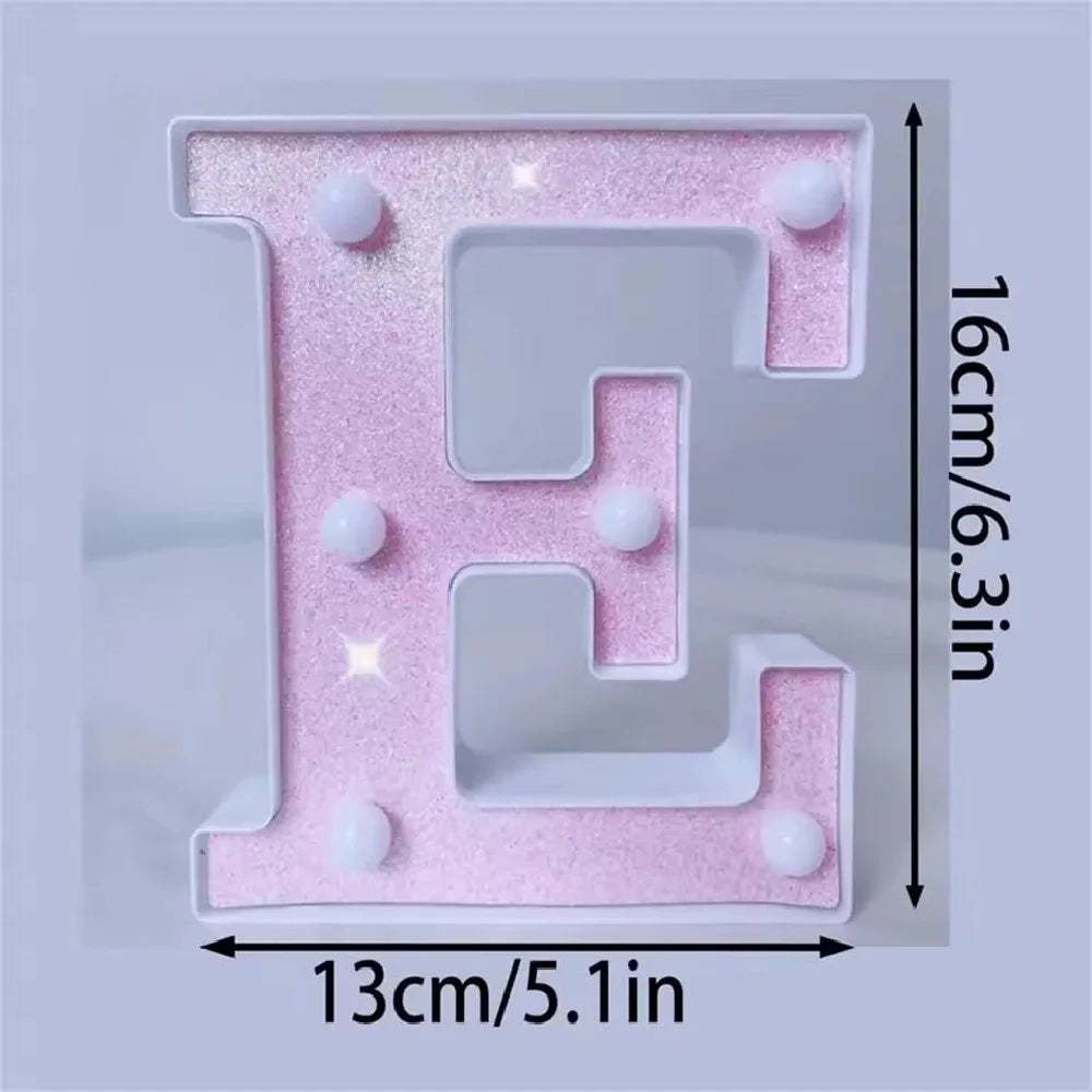 1PC 16cm LED Letter&Number Lights For Wedding,Proposal,Birthday,Party,Photo Props,Battery Powered Pink Glitter Decorative Lights
