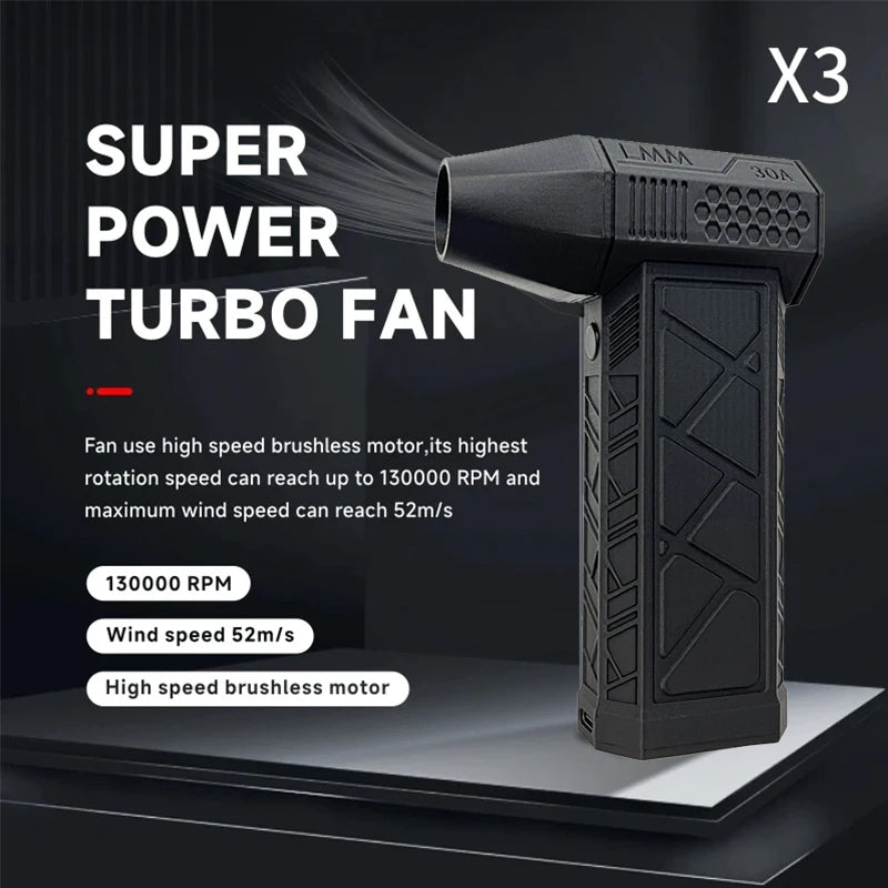 130000-50000PM Air Blower Turbo Jet Fan Electric Power Display Handheld Mini Dust Cleaner High Speed Duster Gun Cleaning Tool