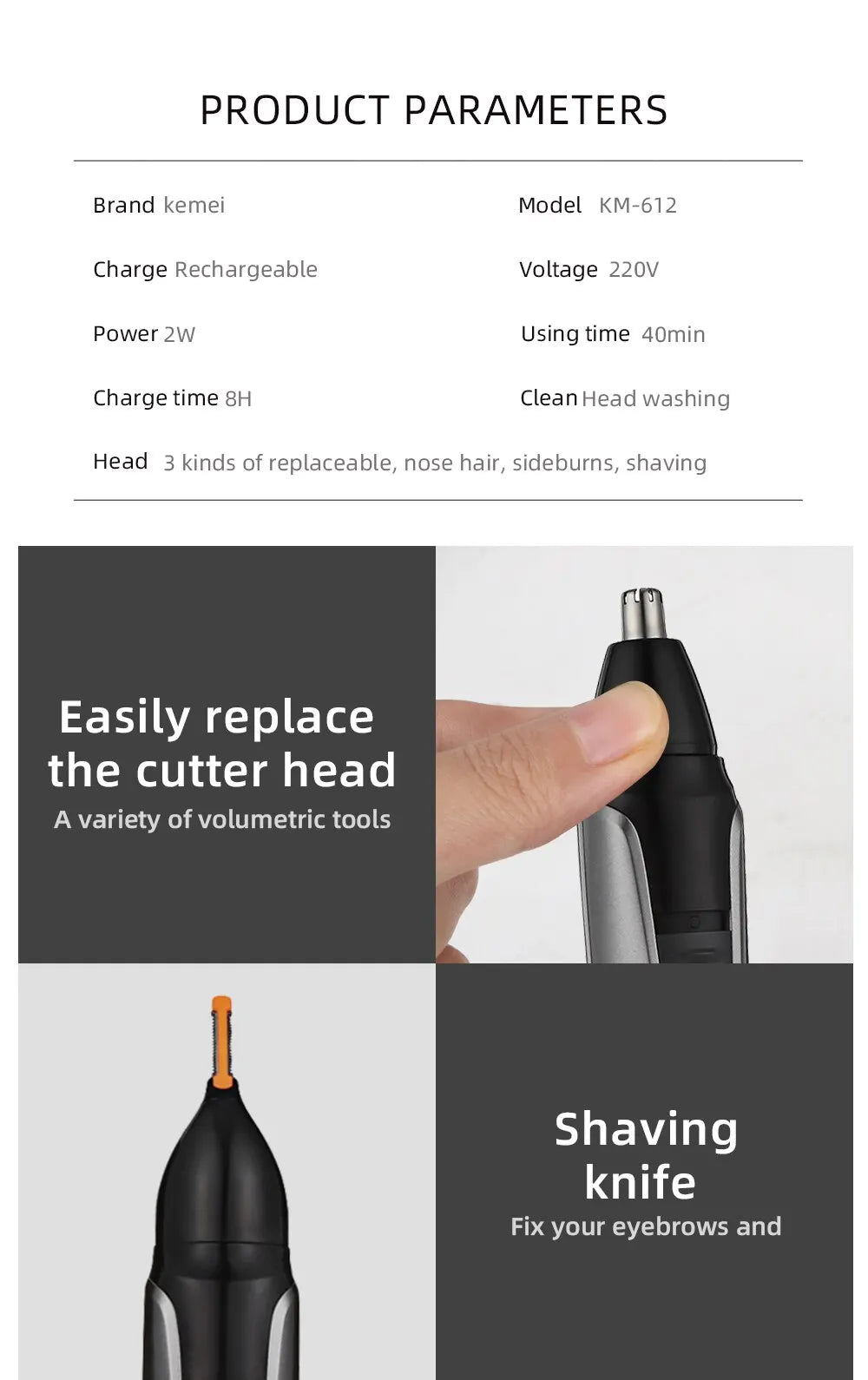 3in1 Rechargeable Nose Trimmer Beard Trimer For Men Micro Shaver Eyebrow Nose Hair Trimmer For Nose And Ear Cleaner Grooming Set