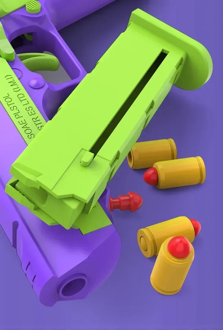 Turnip Gun Decompression Toys Desert Eagle Pistol 1911 Continuous Shell Throwing Air-mounted Pistol Launcher Toy Gun