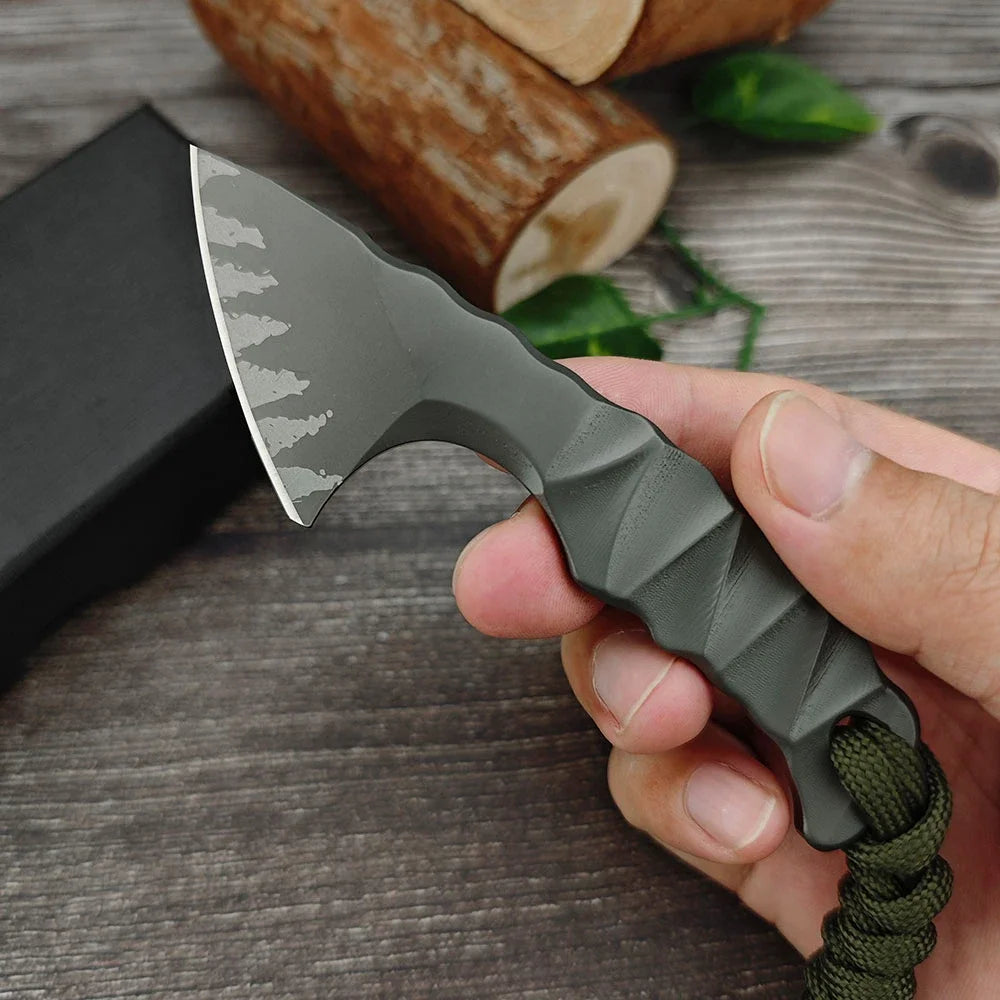 Fixed Blade Knife  Outdoor Tactical Hunting Camping D2 Blade Straight Knife Small Axe Multifunctional Wilderness Survival Tools