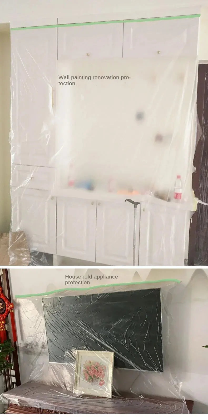 0.35m * 20m Transparent Plastic Shielding Film Waterproof Dust Cover Living Room Kitchen Furniture Decoration Vacant Protective