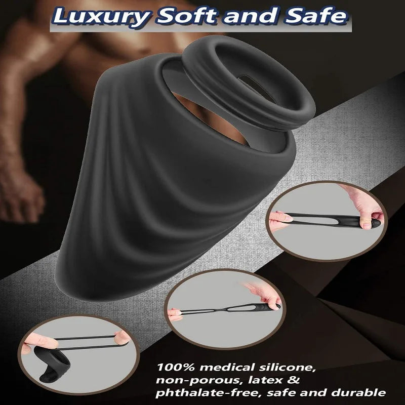 Double Penis Ring Silicone Semen Lock Rings Delay Ejaculation High Elasticity Time Lasting Cock Ring Sex Toys For Couples Adults