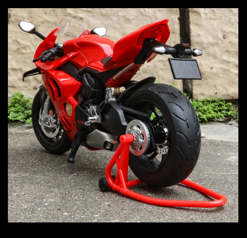 1:9 Scale V4S Alloy Motorcycle Model with Lights - Kids' Premium Toy Car Replica, Racing Enthusiast Gift