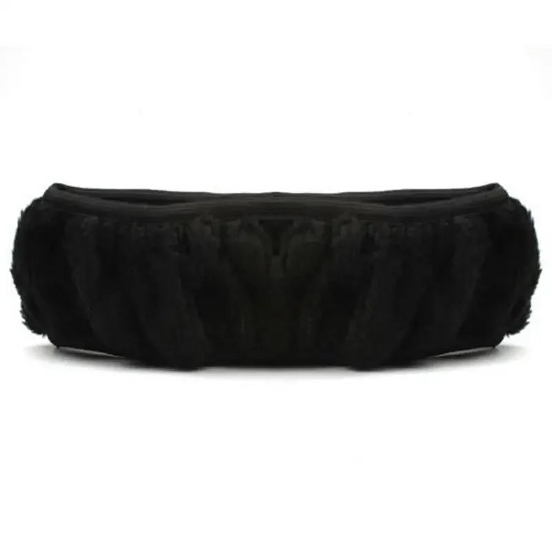 New Winter Black Charm Warm Long Wool Plush Car Steering Wheel Covers Woolen  Universal Interior