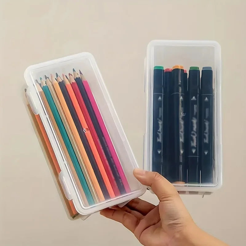 Transparent Pencil Case Box Large-capacity Stackable Storage Box Office School Pencil Case Supplies Pencil Storage