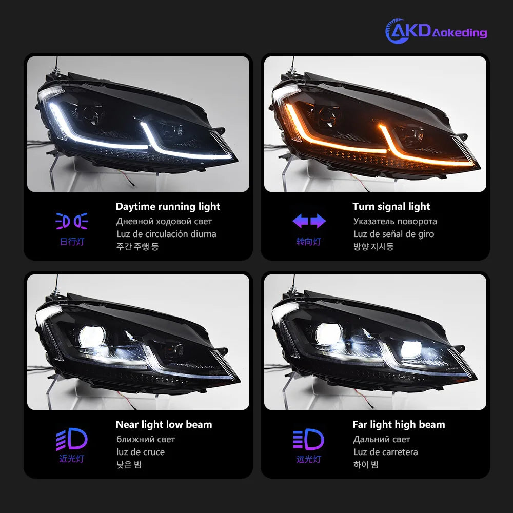 Auto Parts For VW Golf 7 MK7 GTI Headlights 2013-2017 Upgrade golf 7.5 styling LED DRL Dual Projector Car Accesorios Modified