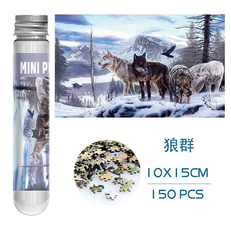 Mini Test Tube Puzzle 150pcs Deer Dogs Jigsaw Puzzle Decompress Toy Educational Family Game
