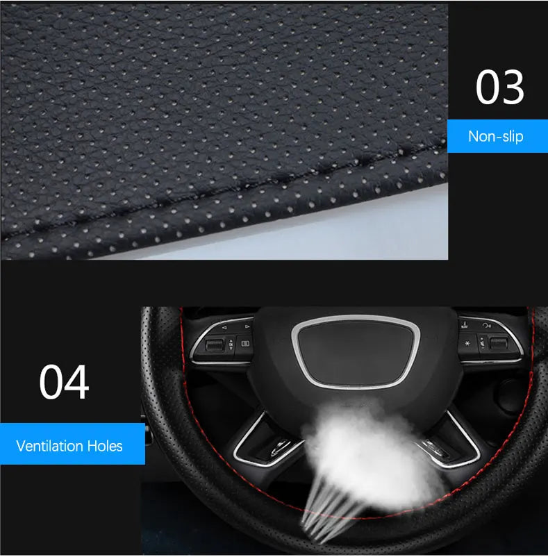 Car steering wheel cover Genuine Leather Hand stitching For Seat Leon Mk3 5F Ibiza 6j 6l 1P 1M Ateca Arona Cupra Formrentor