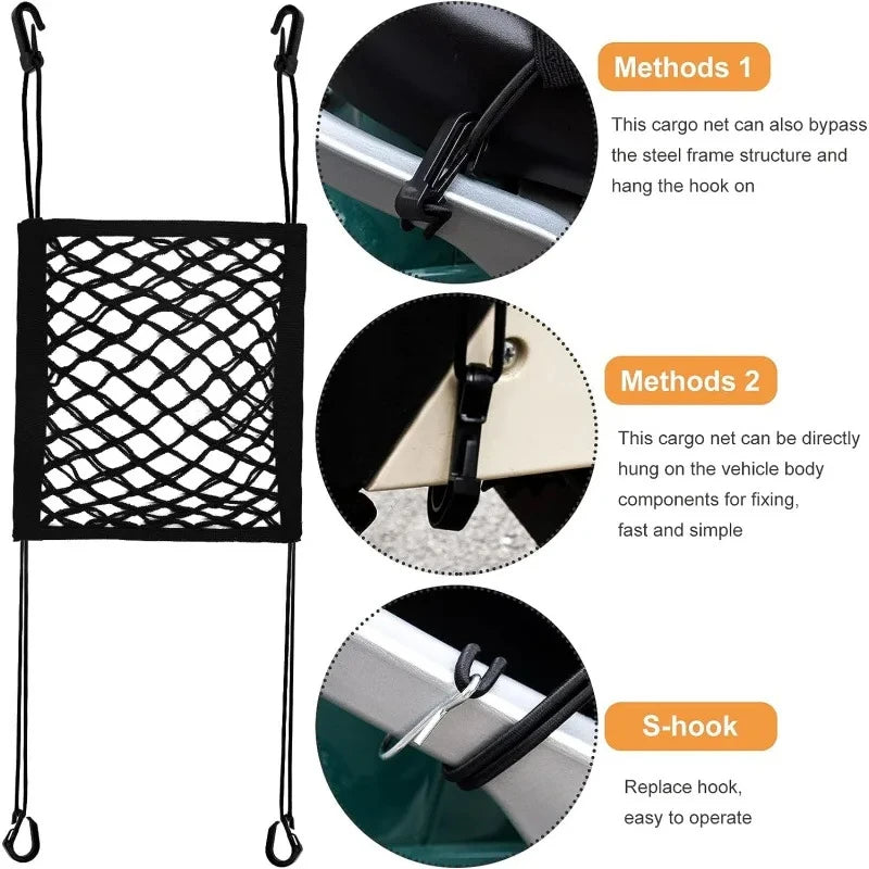 1pcs High elasticity car motorcycle double-layer hook helmet storage net elastic cargo net luggage net