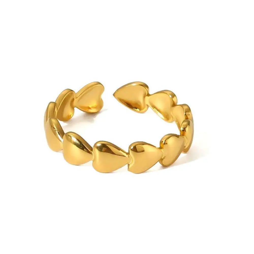 1/3PCS Adjustable Full Circle Hollow Heart-Shaped Open Cuff Ring Stainless Steel Jewelry Irregular Stackable Rings For Women
