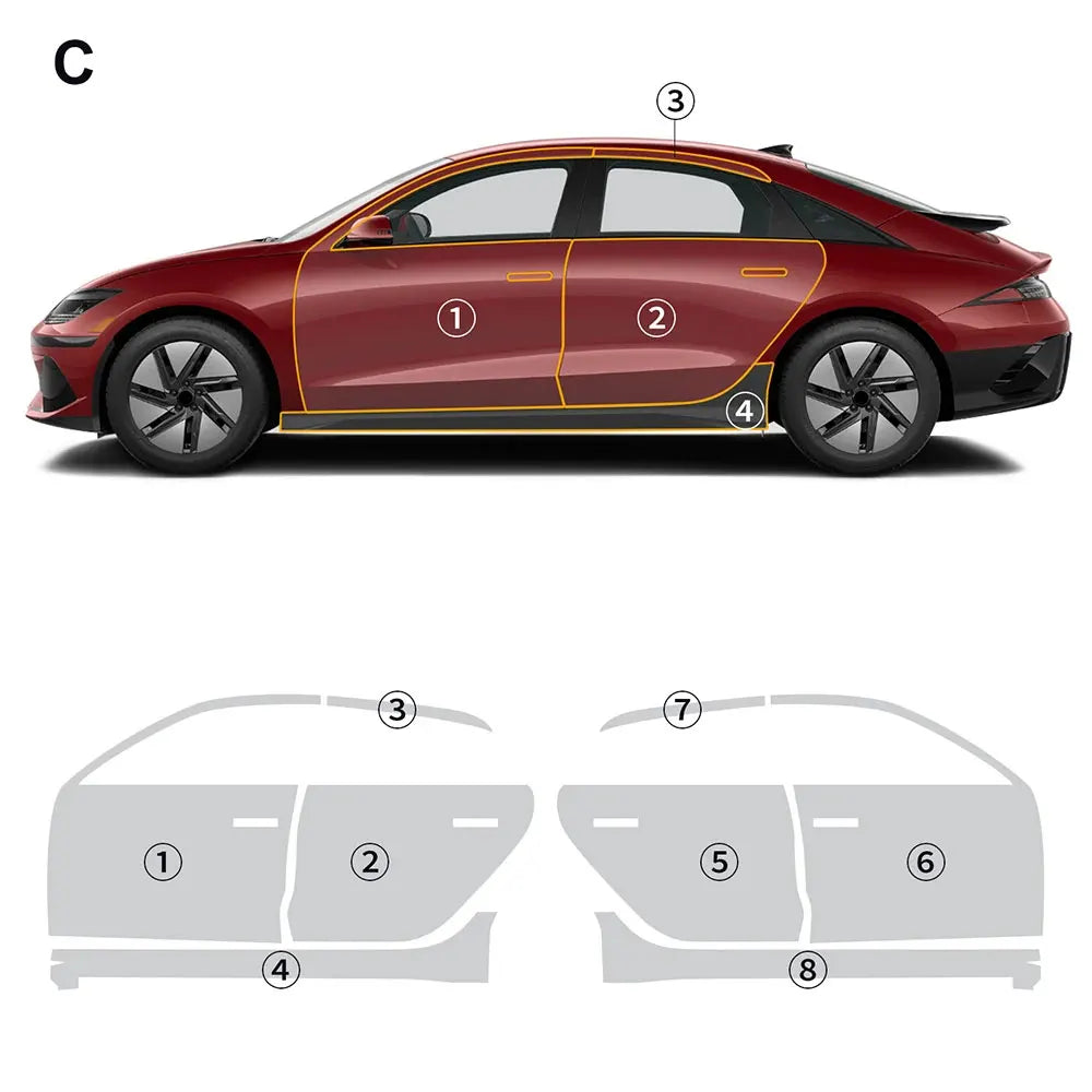 PFCC for Hyundai Ioniq 6 2023 2024 Car Body Precut Sticker Paint Protection Film Anti-Scratch TPU Clear Bra PPF Decal 8.5mil