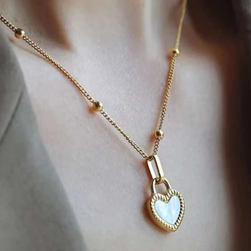 Women Star Heart Epoxy Pendant Gold Color Korean Chain Tinny Necklace Girls Trendy Shell Clavicle Choker Party Jewelry