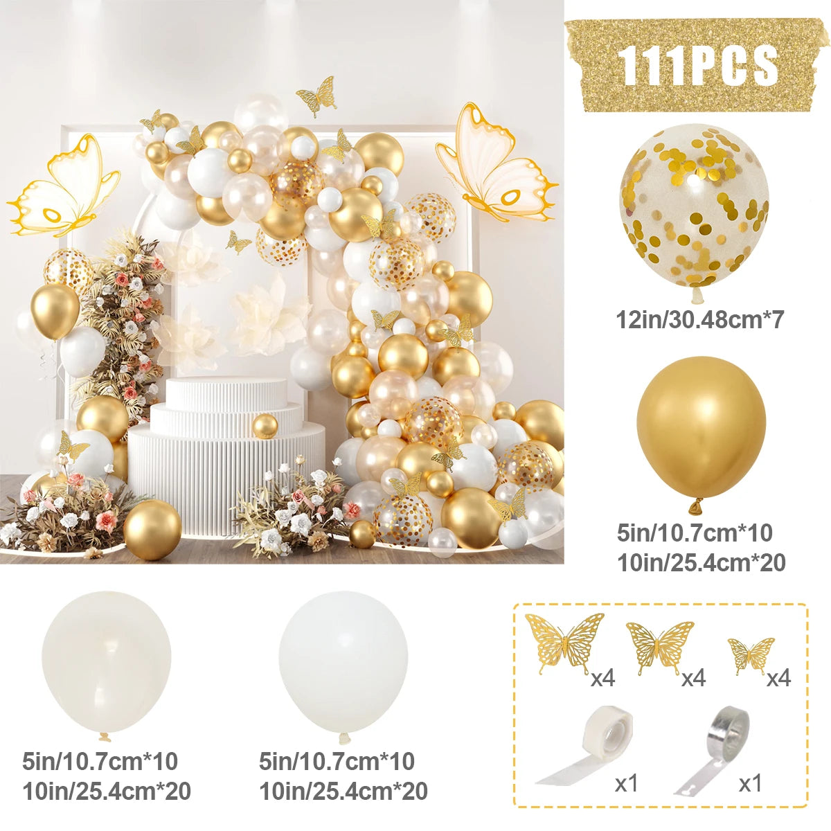 White Gold Balloon Garland Arch Confetti Latex Baloons Graduation Happy 30th 40th 50th Birthday Party Decor Adults Baby Shower