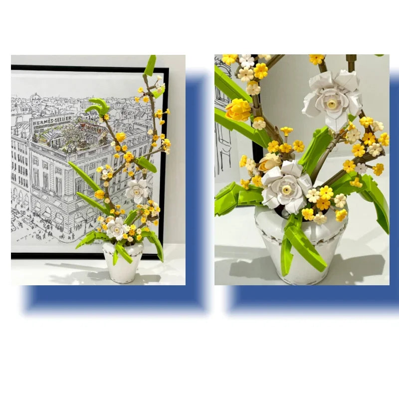 New Fragrans Model Building Blocks MOC Flower Potted Bonsai Ideas Home Decor Plant Collection Bricks Ideas DIY Toy For Girl Gift