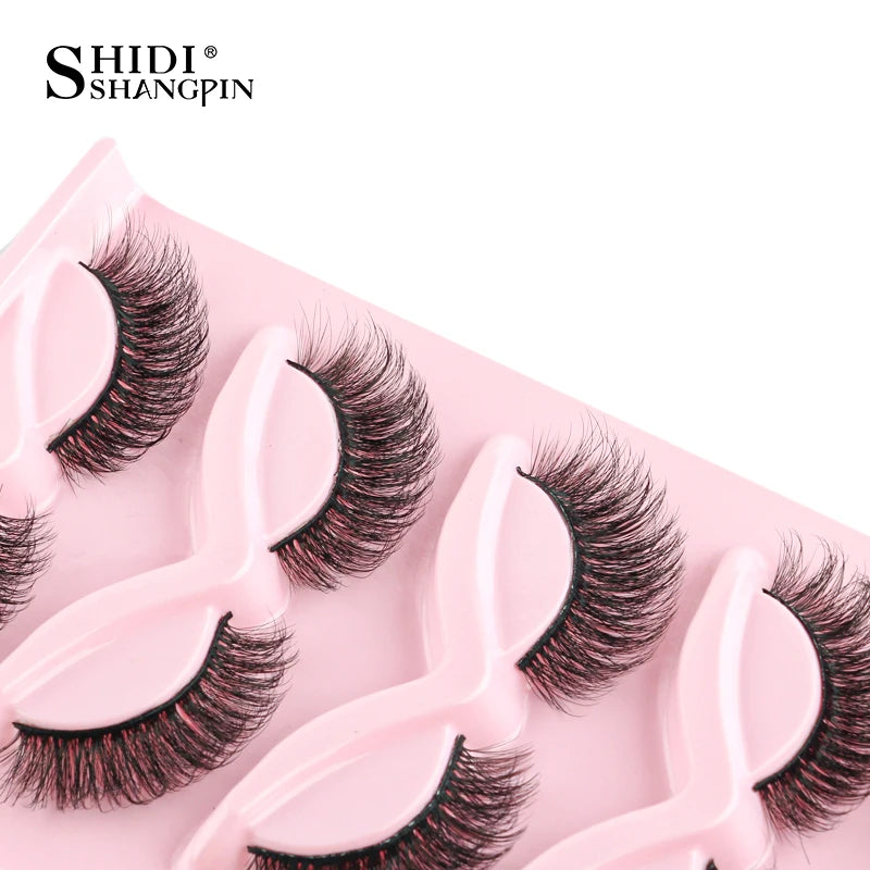 3/5 Pairs Cat Eye False Lashes Natural Short Fluffy Eyelashes Wispy Half False Eyelashes Eye End Extension Faux Mink Makeup