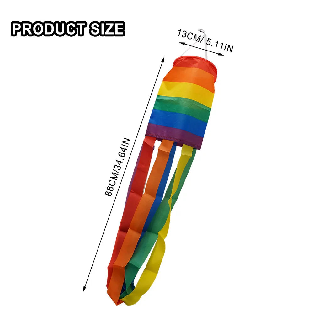 100D FABRIC 35 X 5 X 5 Inch 5 Feet Porch Deck 88 X 13 X 13cm Party Decoration Polyester Rainbow Windsock Backyard