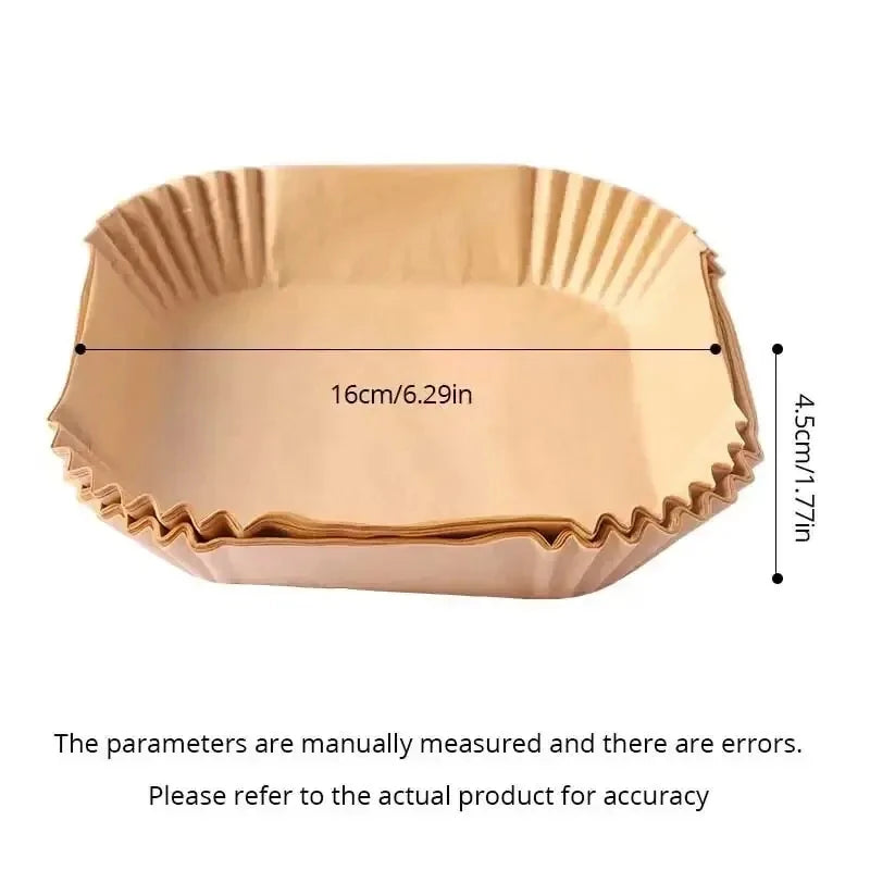 50pcs/set Air Fryer Paper Disposable Paper Oil-proof Parchment Wood Liner Non-Stick Mat Cheesecake Air Fryer Accessories