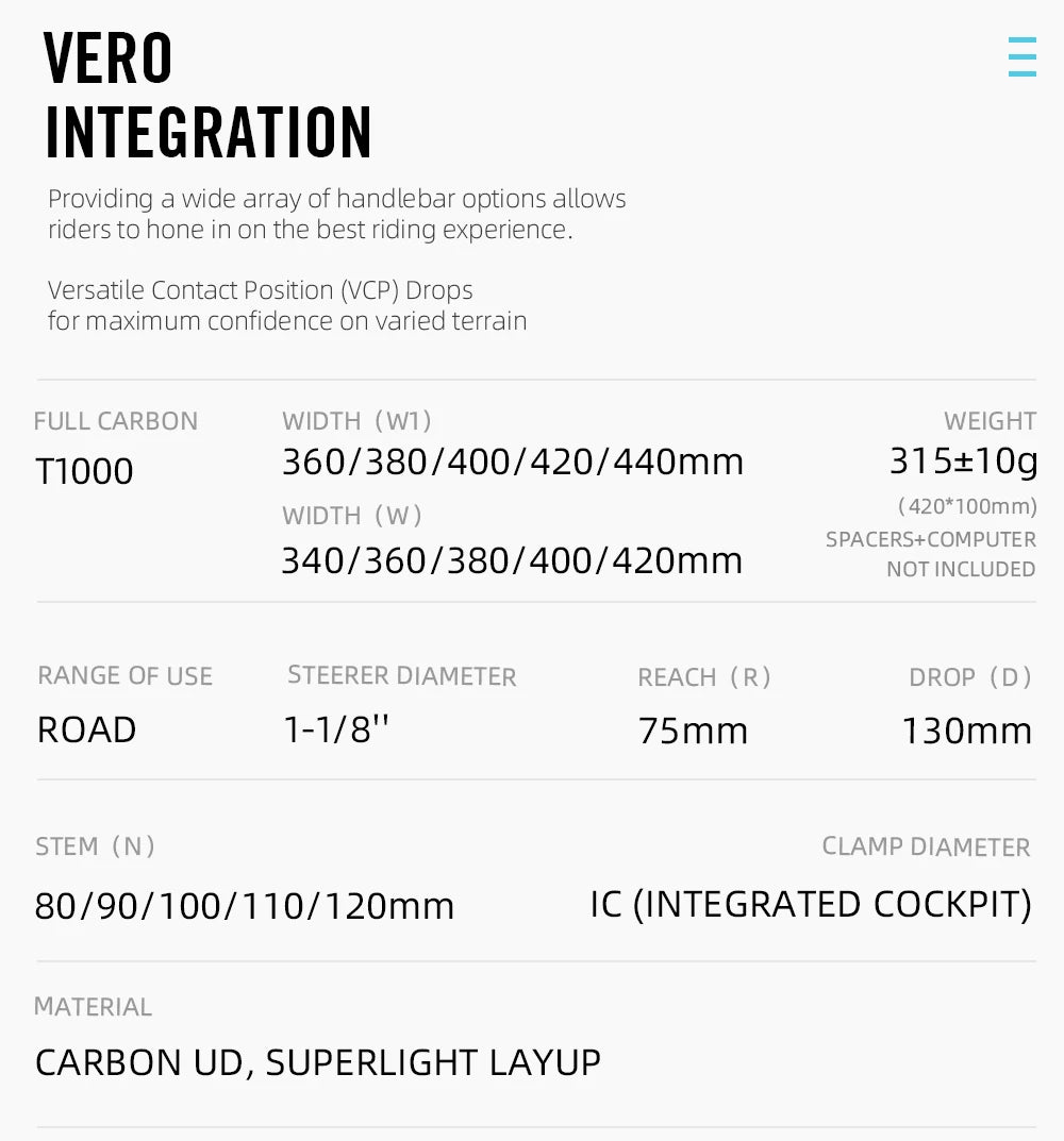 LEXON VERO Full Carbon Road Bike Handlebar Full Inner Cable Urltra-Light Bicycle Racing Handlebars Cycling Product Accessories