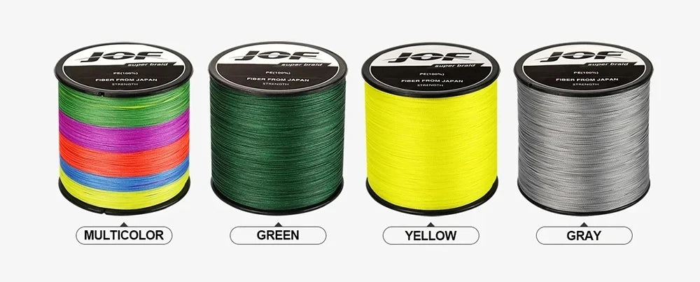 JOF X12 Braided Fishing Line 1000M 500M 300M 12 Strands MultiColor Multifilament Saltwater PE Line 33 42 55 65 90 103 150LB