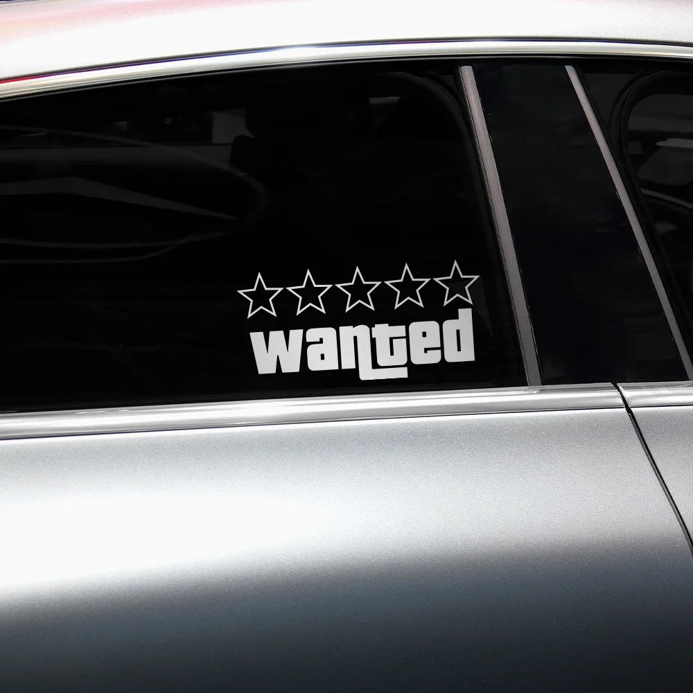 Wanted Pentagram Car Stickers Vinyl Decals Decor Rear Windshield Window Glass Bumper Body Scratches Waterproof Auto Accessories