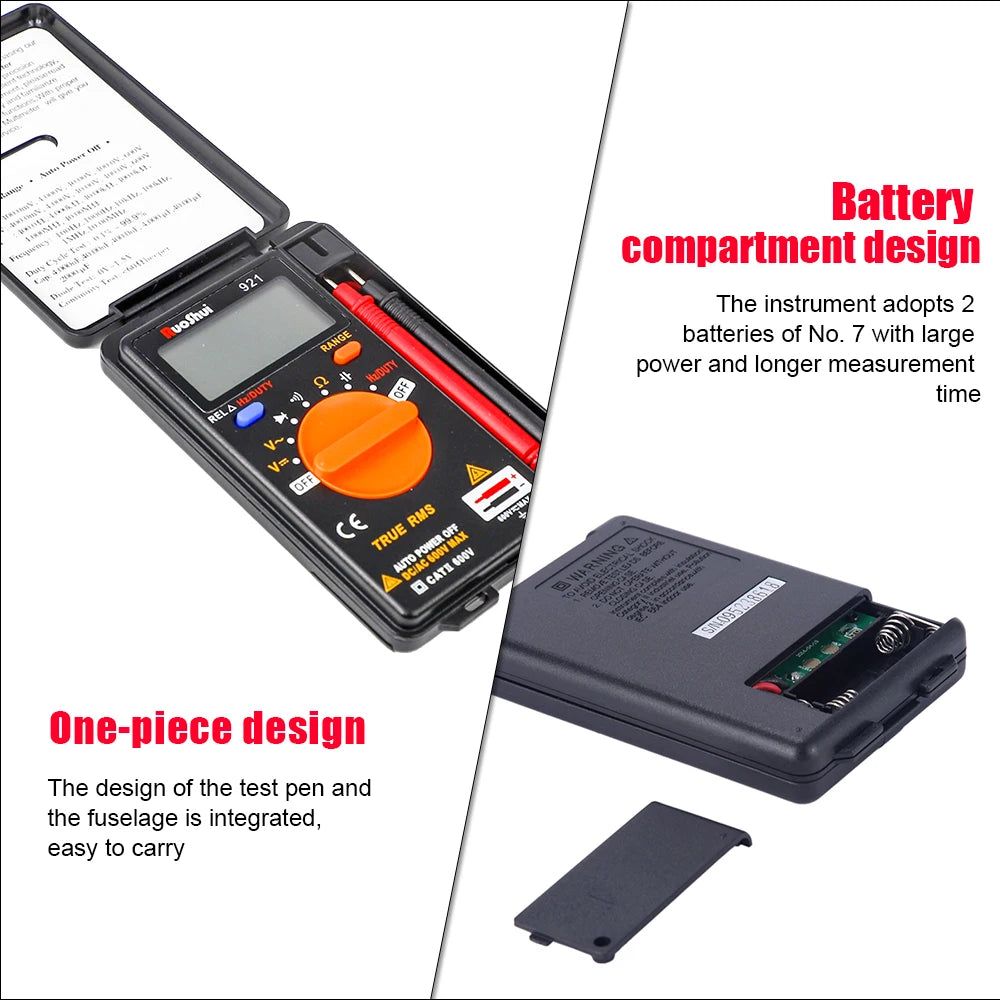 RuoShui 921 Digital Multimeters 4000 Counts Mini Auto Range Resistance Tranistor Capacitance Multimetros Multimeter Digital