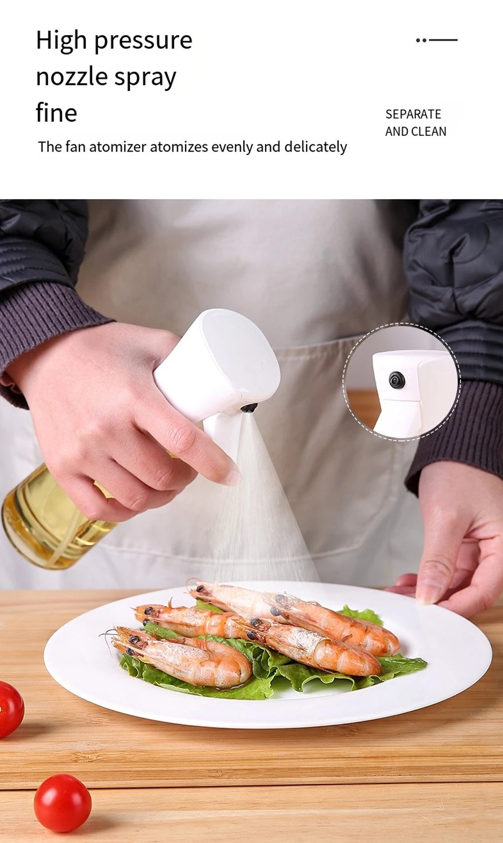 1PCS Black Transparent Kitchen Oil Bottle Cooking Oil Spray Olive Oil Bottle Fitness Barbecue Spray Oil Dispenser Household
