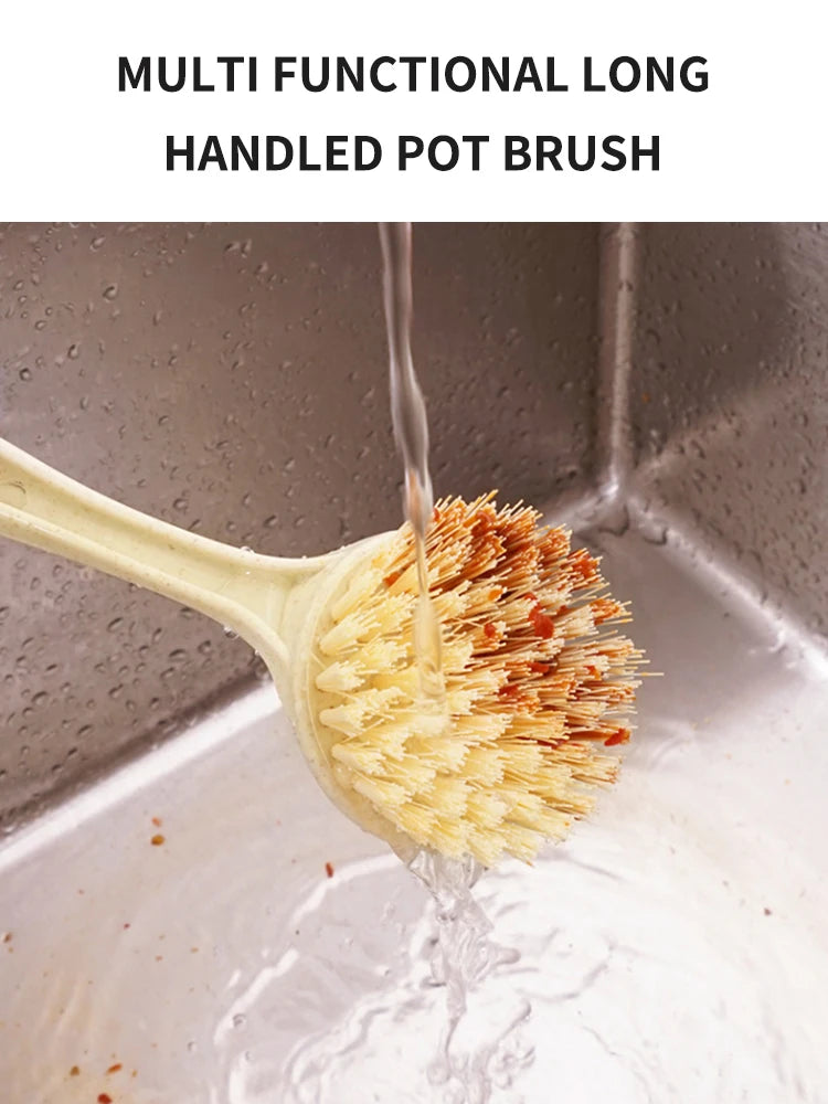1PC/3PCS Pan Brush With Handle Kitchen Household Clean Non-Stick Oil Brush Pan Brush With Long Handle Scrub Dish Brush