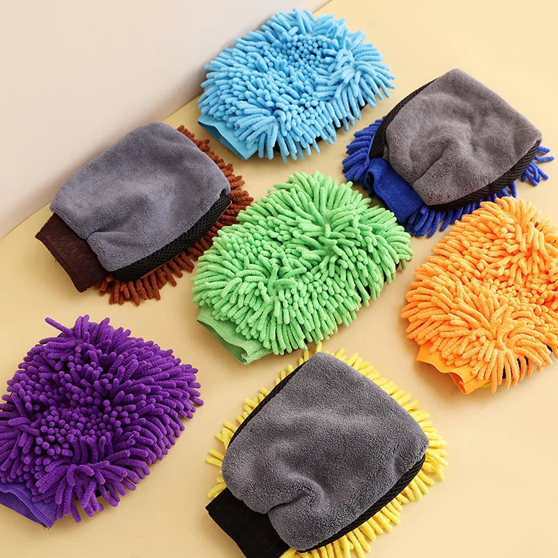 Motorclyle Car Washing Gloves Do Not Damage The Paint Surface Waterproof Chenille Coral Fleece Car Cleaning Cloth