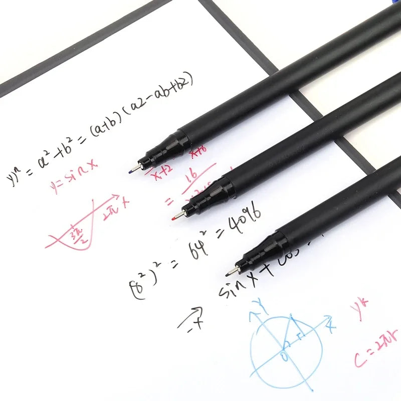 8pcs Erasable Whiteboard Pen 0.5mm Fine Point Black/Blue/Red Ink Blackboard Marker School Office Art Writing Stationery
