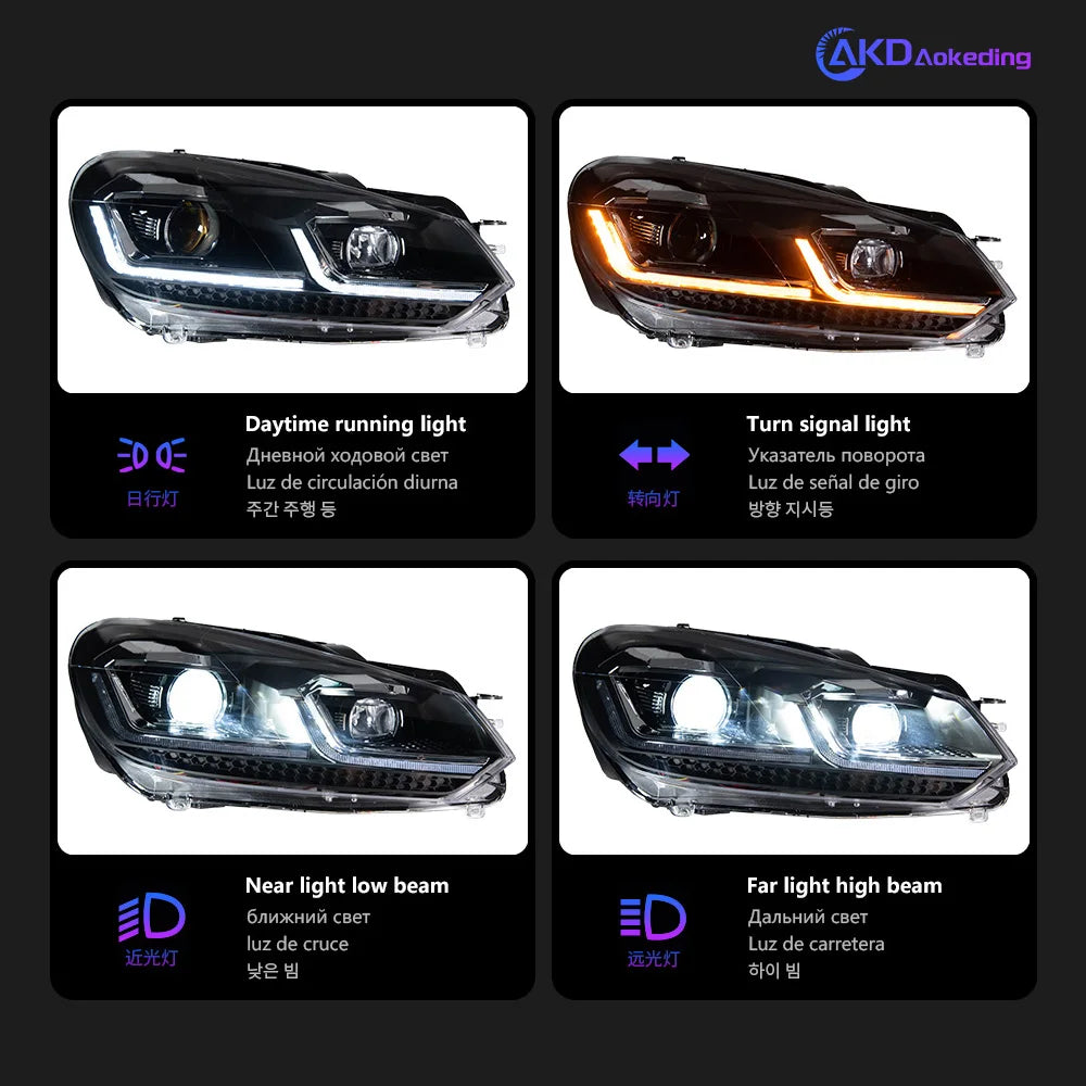Car Lights for VW Golf6 Golf 6 MK6 Headlight 2009-2012 R20 GTI Head Lamp Drl Projector Lens Automotive Accessories