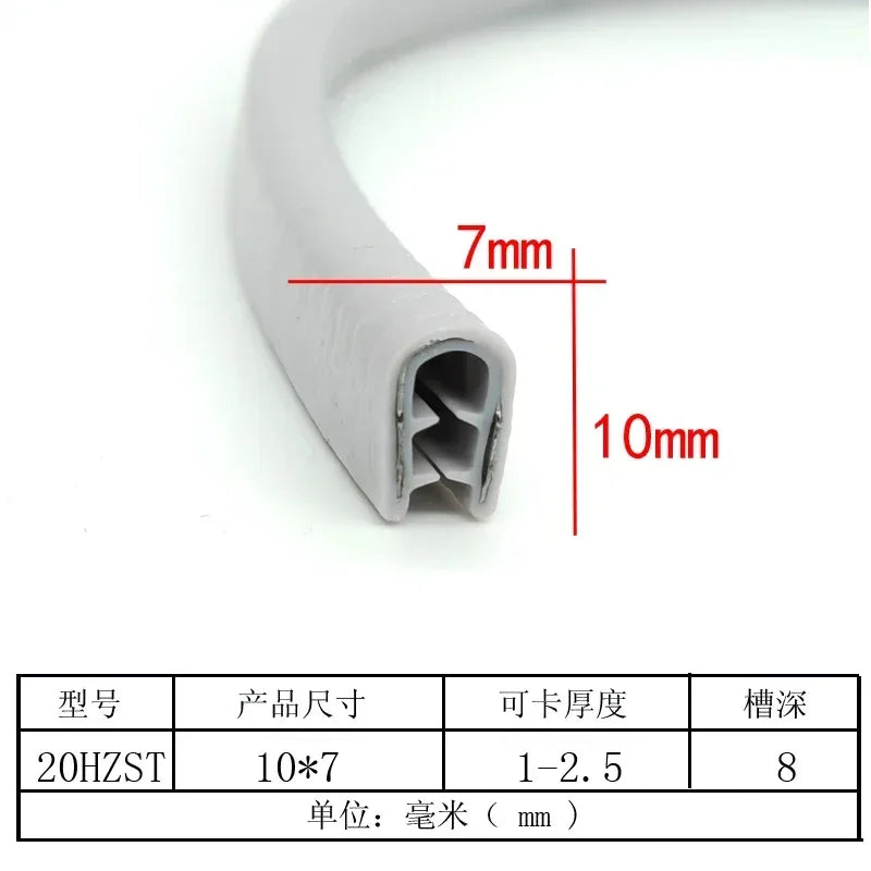 1/3M U-Shaped Sealing Strip Rubber Edging Stainless Steel Protectio Door Car Dustproof Safety Iron sheet edge protection strip
