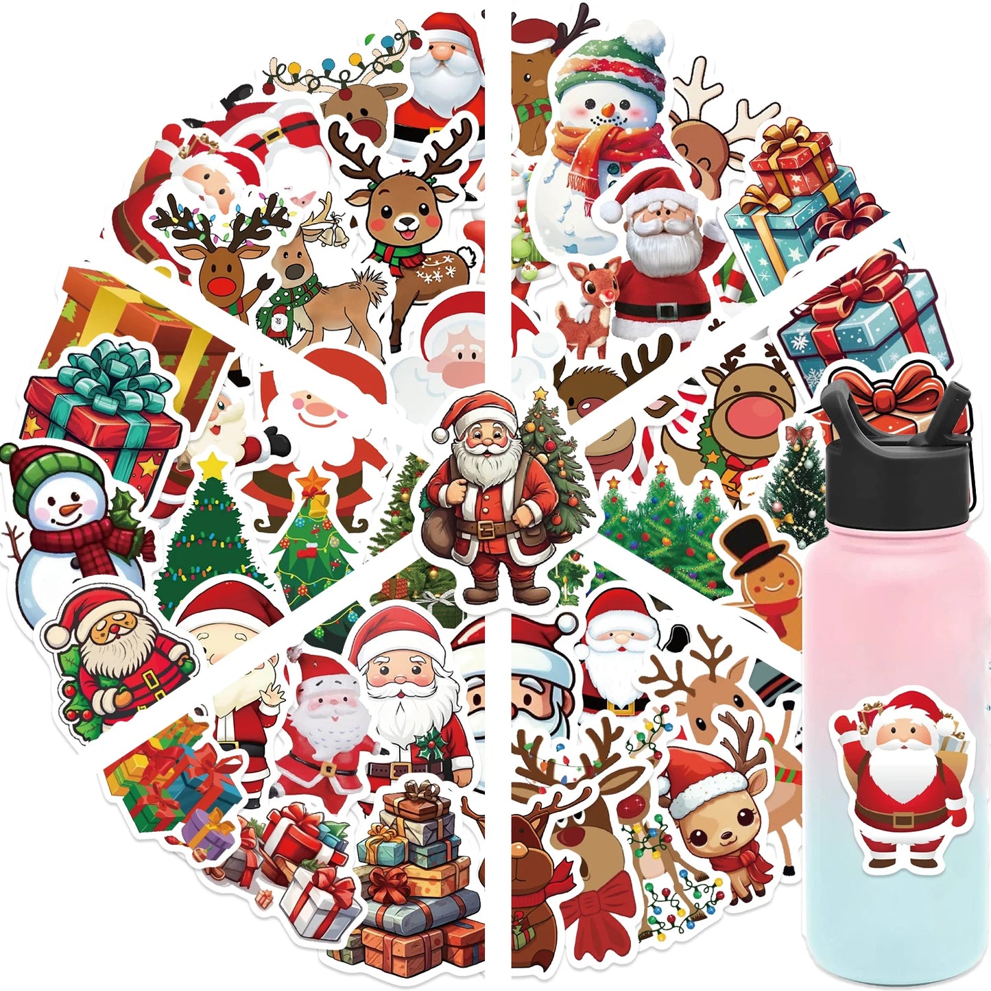 50PCS Kawaii Cartoon Christmas Art Aesthetic Stickers Pack for Kids Toy Diary Laptop Scrapbook Decoration Graffiti Sticker