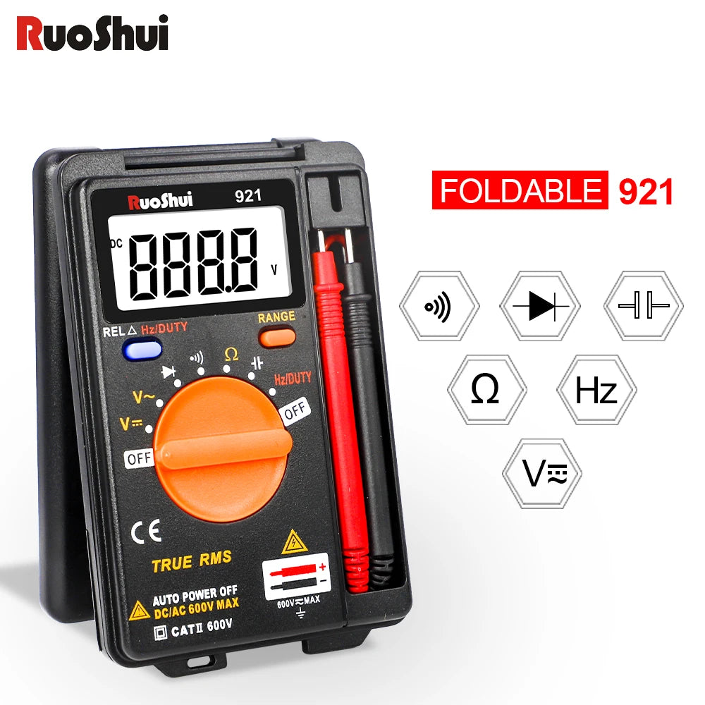 RuoShui 921 Digital Multimeters 4000 Counts Mini Auto Range Resistance Tranistor Capacitance Multimetros Multimeter Digital