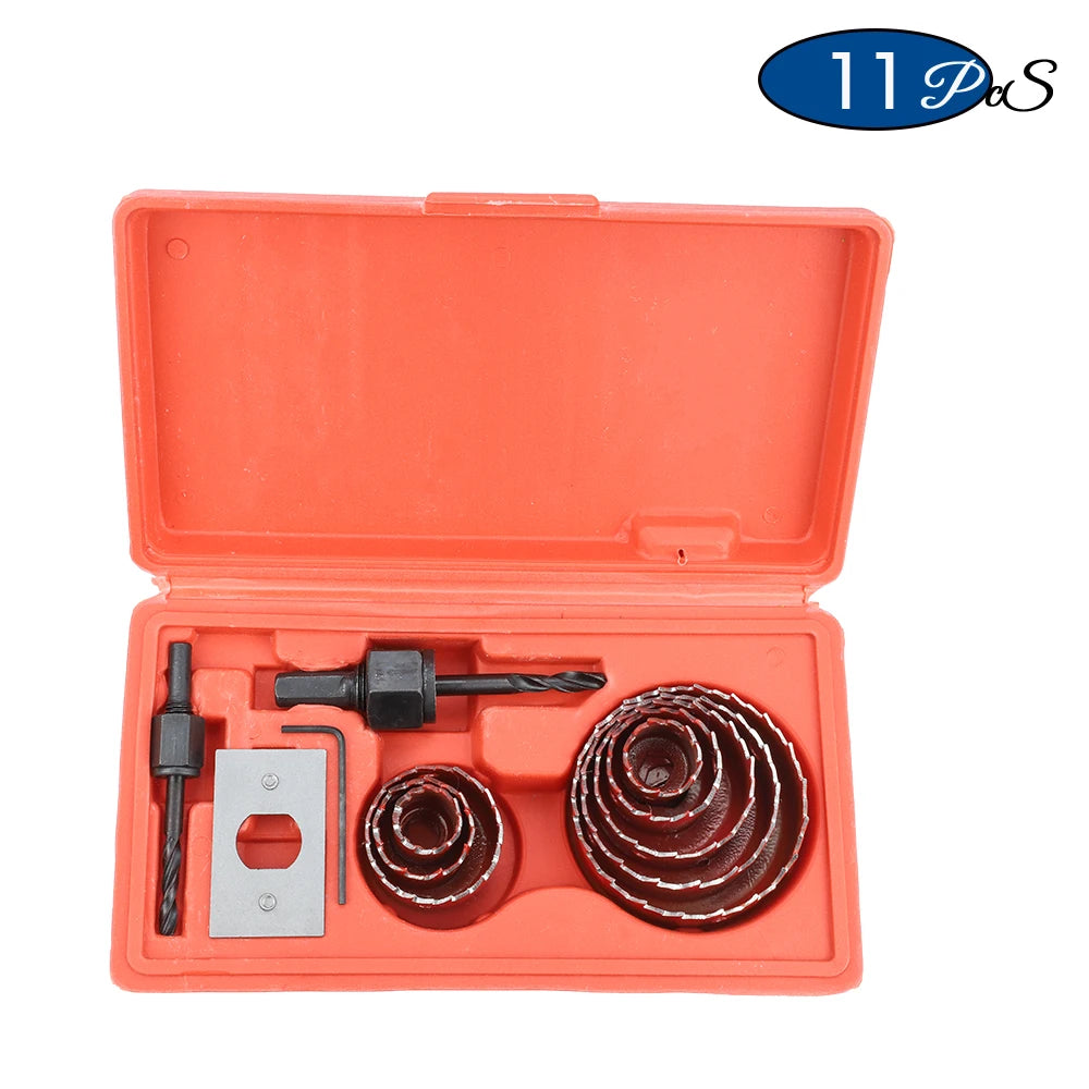 NINDEJIN 8/11/16pcs Hole Saw Kit #50 steel 19-127mm Hole Cutter Drill Bit Tool Hole Saw Set for Wood Plastic Wood Cutter