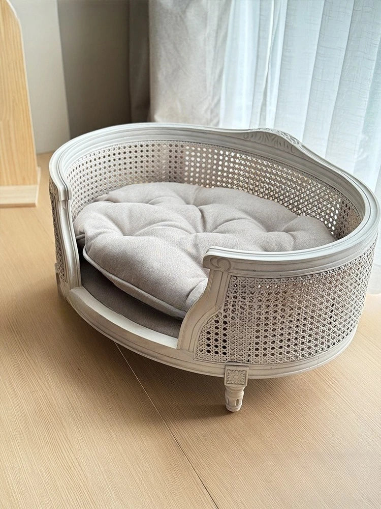 Sofa Or Bed For Pets Ariny Made From Mahogany Wood White Distressed Color