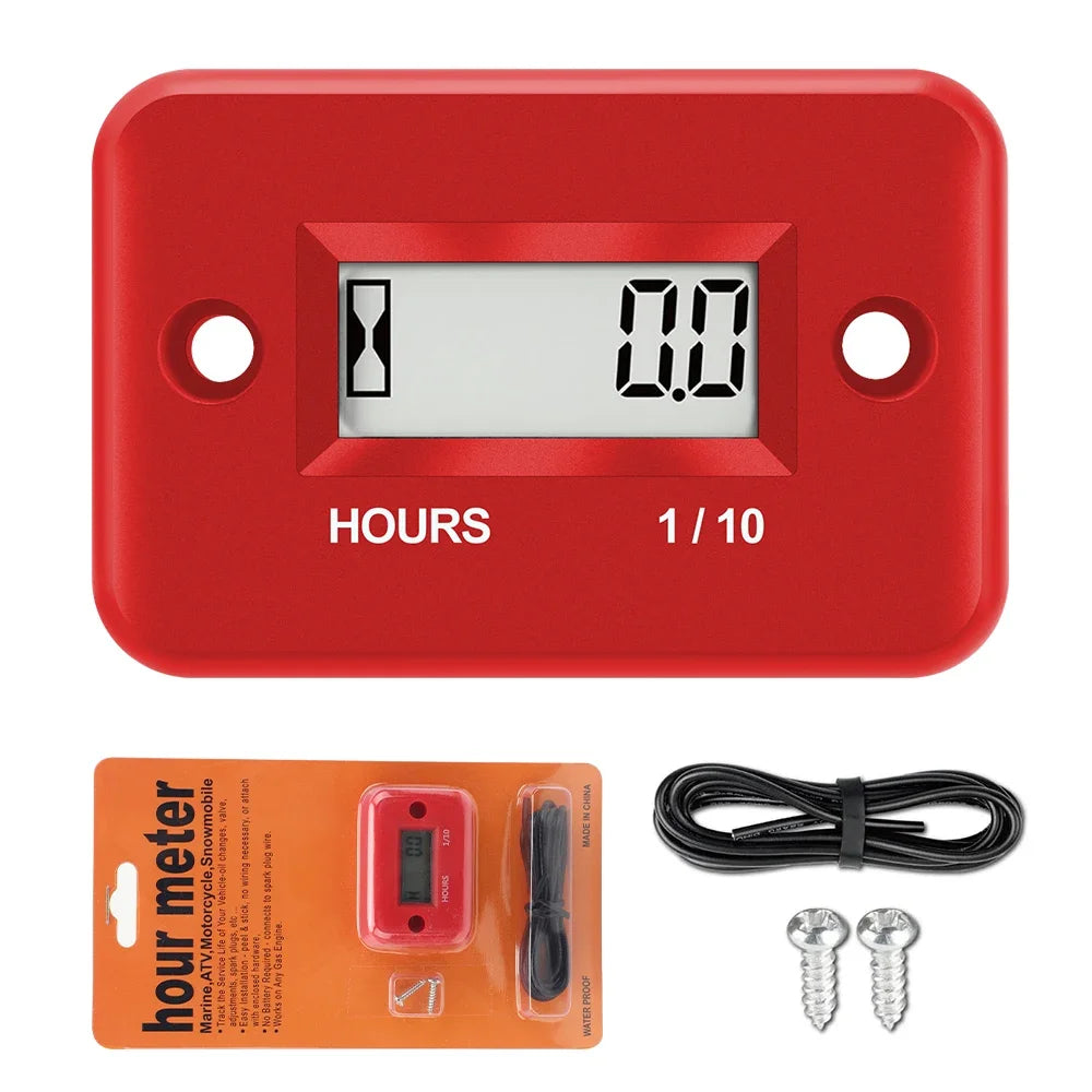 Portable Digital Inductive Tach Hour Meter Gauge for Car Boat ATV Motorcycle Instruments Snowmobile Gasoline Ski Dirt Gas Engine
