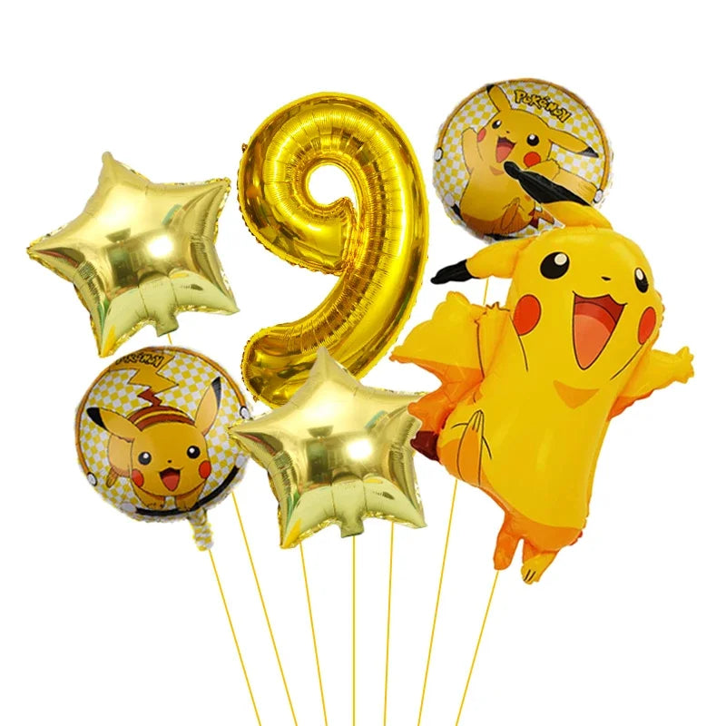 Pokemon themed balloon 32 inch digital balloon set for children's birthday new Pikachu aluminum foil ball party decoration toy