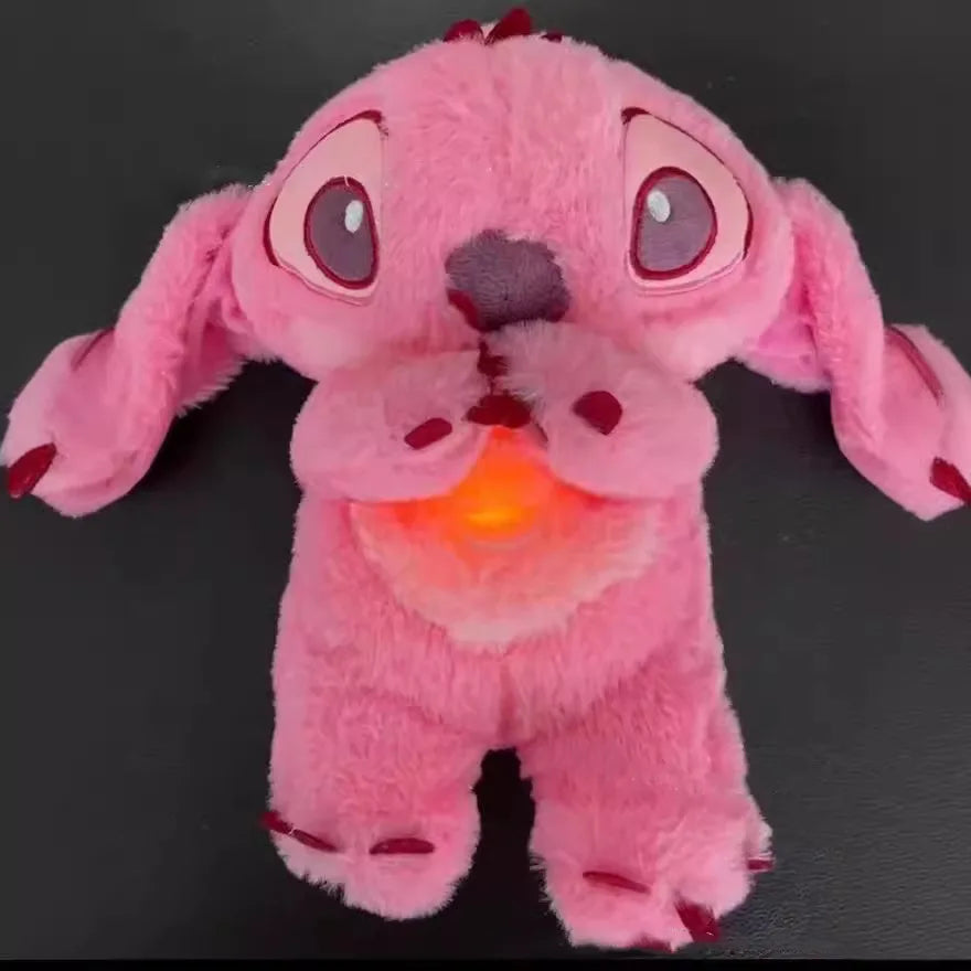 New Disney Lilo&Stitch Plush Doll With Breath Child Peluche Soothes Toy Anime Baby Music Light Sleep Toys Pink Stitch Kids Gifts