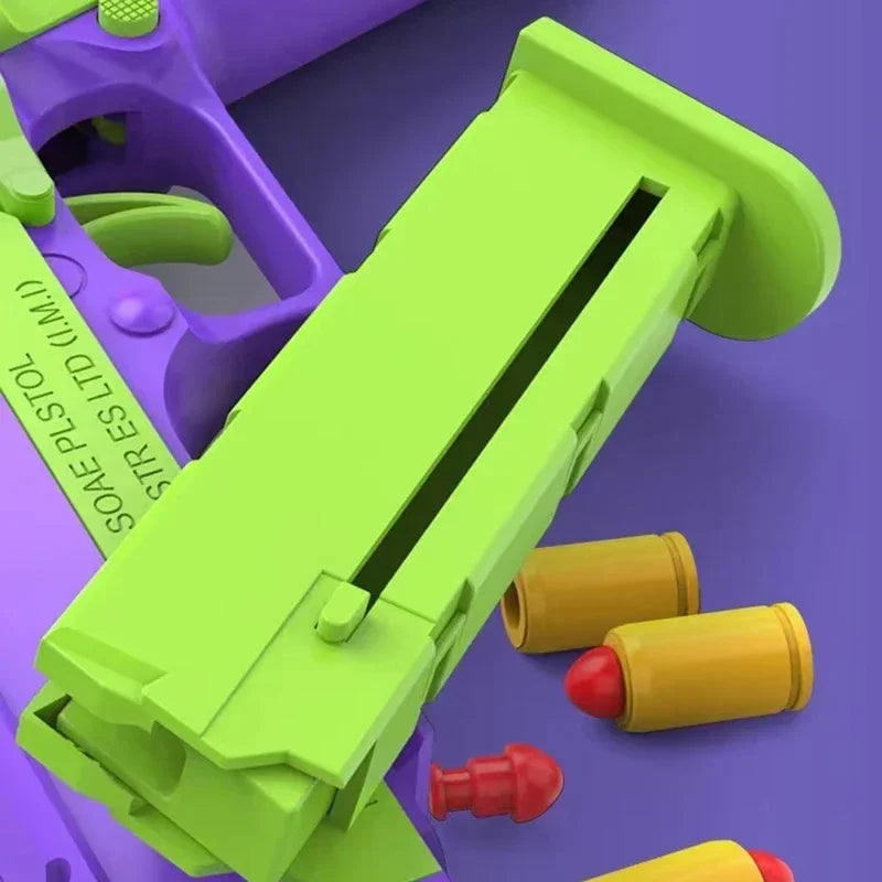 Turnip Gun Decompression Toys Desert Eagle Pistol 1911 Continuous Shell Throwing Air-mounted Pistol Launcher Toy Gun