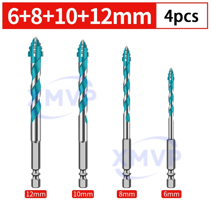 Four-edge serrated eccentric drill bit, high-hardness tile drilling, concrete Nemesis, super-hard special electric drill