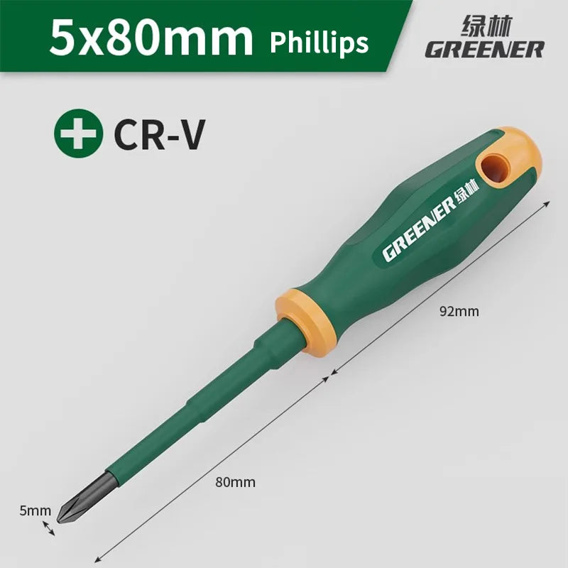 GREENERY Insulated Electrician Screwdriver Slotted Phillips Magnetic Flat Cross Durable Professional Electrical Tools for Repair