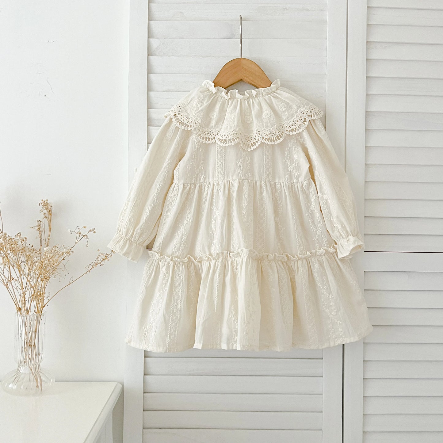 New Baby Girls Dress Girls Sweet Girl Dress Ruffle Trim Party Princess Dress Lace Collar Going Out Casual Dresses Little Clothes