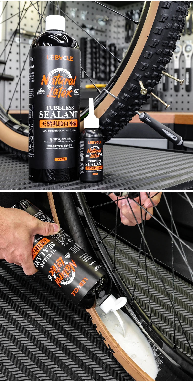 LEBYCLE MTB Road Bicycle Tubeless Tire Sealant Bike Low-Ammonia Tubeless Puncture Repair Fluid Bike Vacuum Tires Repair Tool