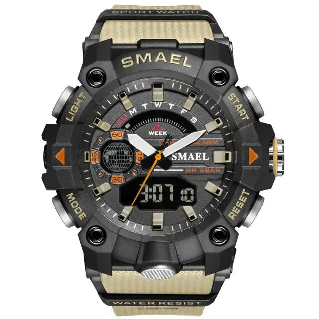 SMAEL Fashion Sport Watches Men Shock Resistant 50M Waterproof Wristwatch LED Alarm Stopwatch Clock Military 8040 Men Watch