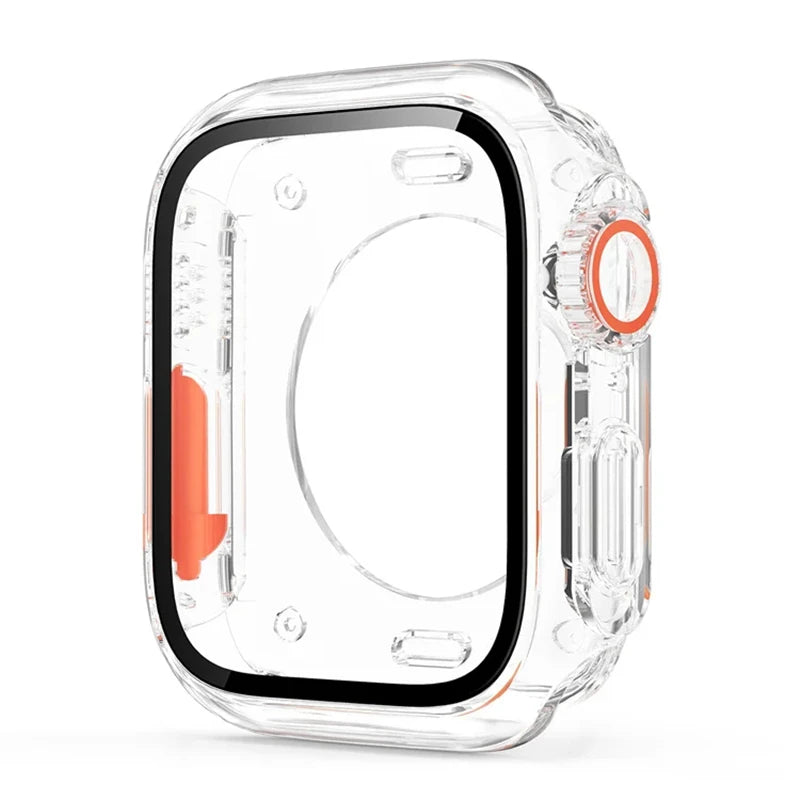 Screen Protector Cover for Apple Watch 45mm 44mm 40mm 41mm Hard PC Front Rear Bumper Case iwatch 9 8 7 SE 6 5 4 Change To Ultra