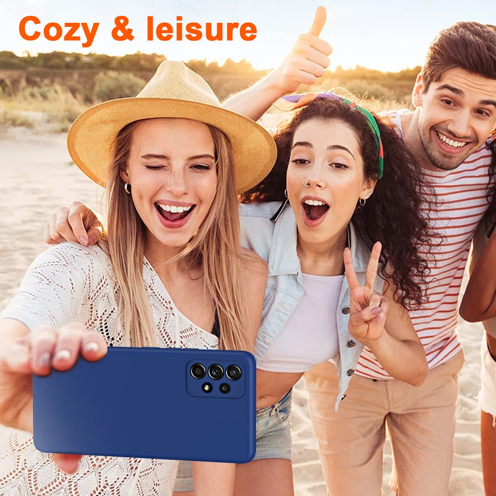 Original Liquid Silicone Phone Case For Samsung Galaxy A52 A52S 4G 5G Soft Back Cover Camera Protector Coque Bumper