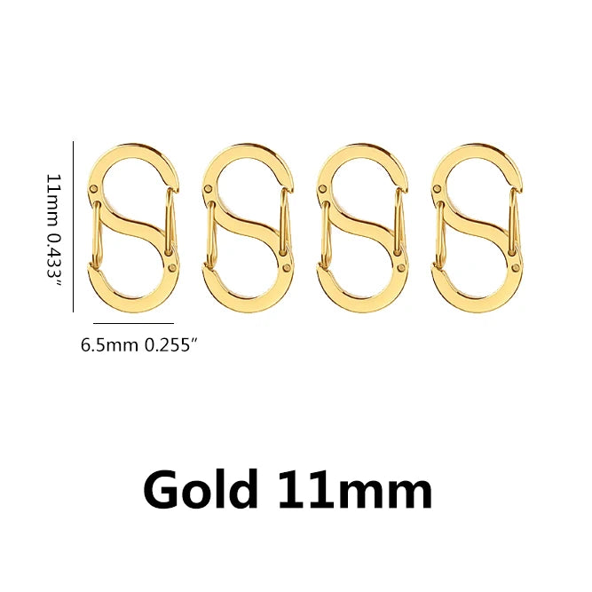 4pcs Letter S Lobster Clasps Stainless Steel Buckle Spring Snap Hook Carabiner Necklaces Connectors for DIY Jewelry Making