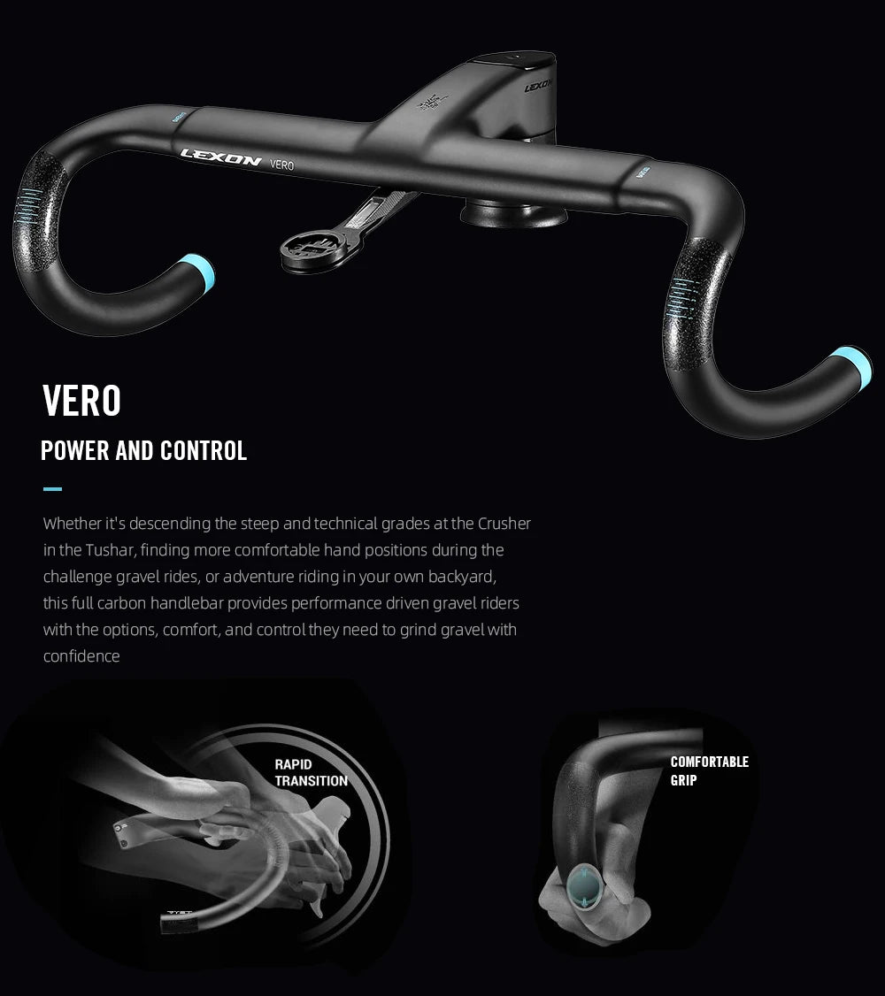 LEXON VERO Full Carbon Road Bike Handlebar Full Inner Cable Urltra-Light Bicycle Racing Handlebars Cycling Product Accessories